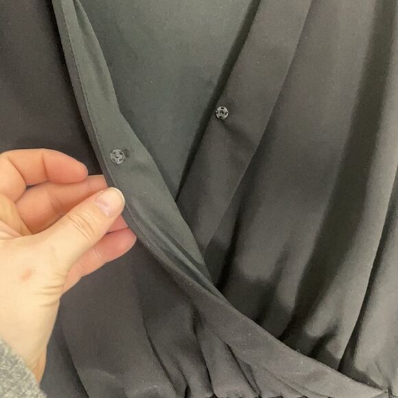 Sleek Black Deep V Tunic Long Sleeve - Picture 5 of 13